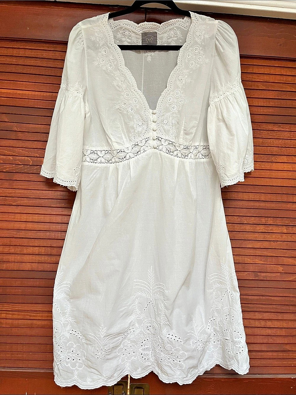 Vanessa Virginia Embroidered Eyelet Mini Dress in White Size 12 Like New